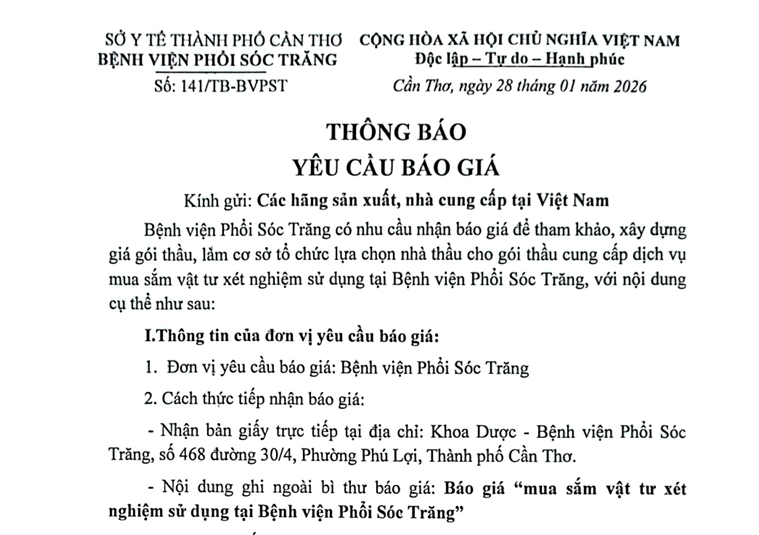 báo giá mua sam vat tu xet nghiem